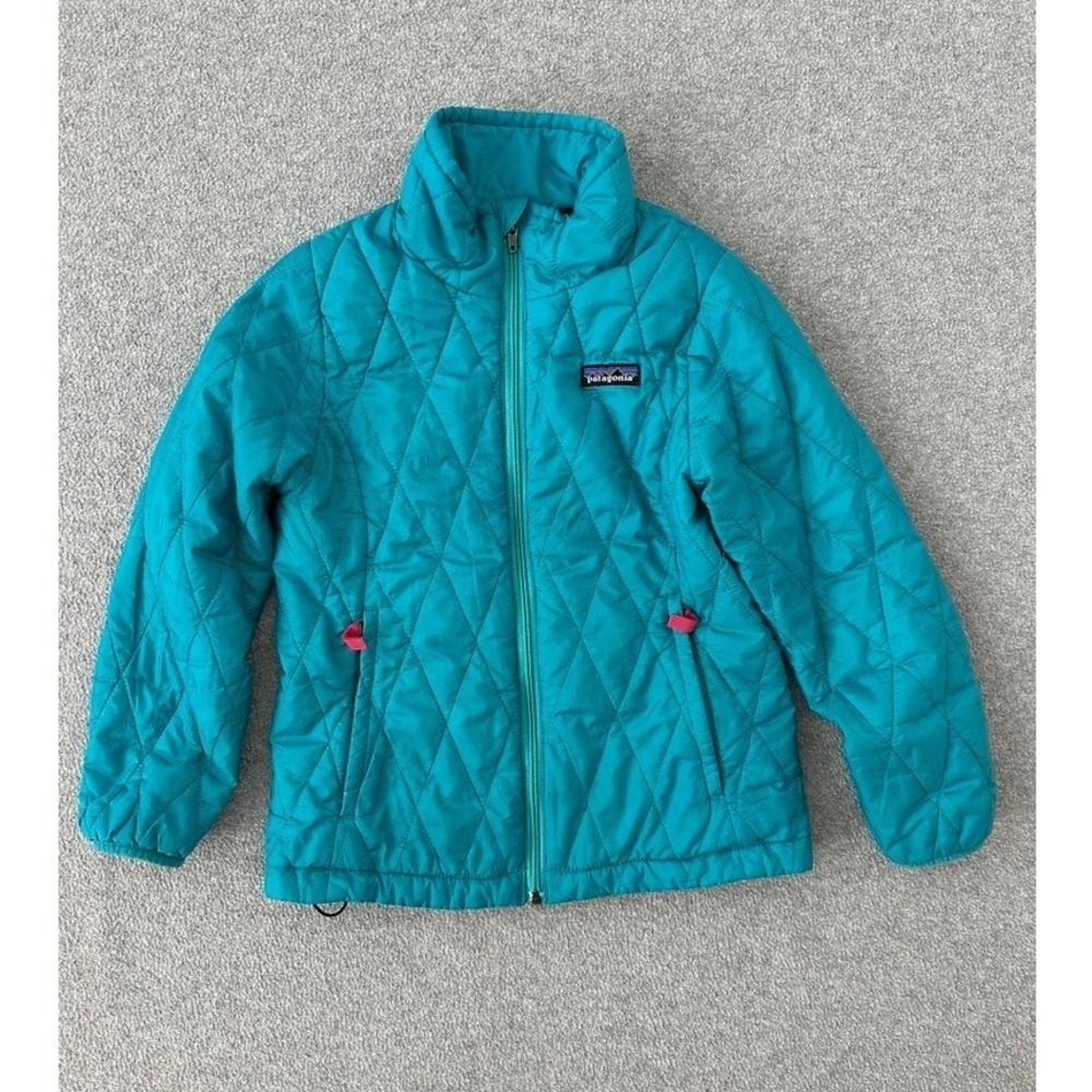 Patagonia Kids S 7-8 Nano Puff Quilted Jacket Teal Blue STY68005 PrimaLoft